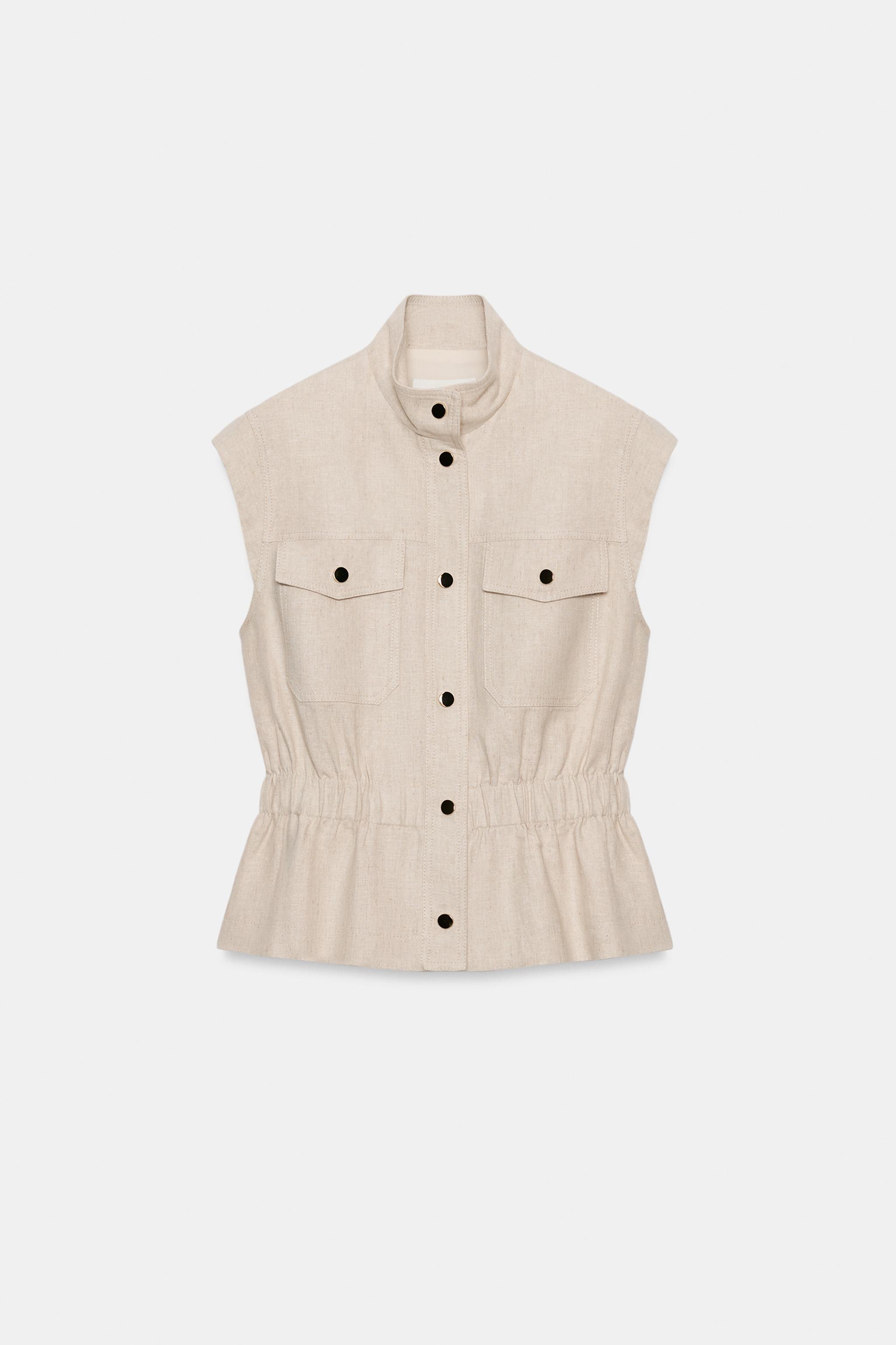 GILET À POCHES ET LIN